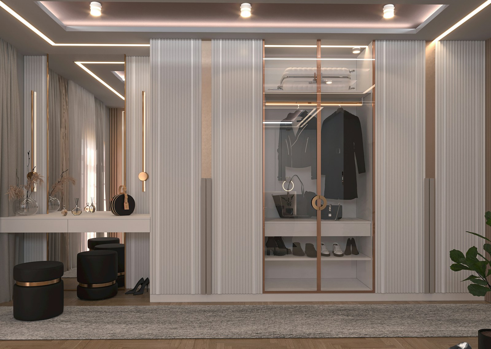 San Marco dressing suite with fluted wardrobe fronts